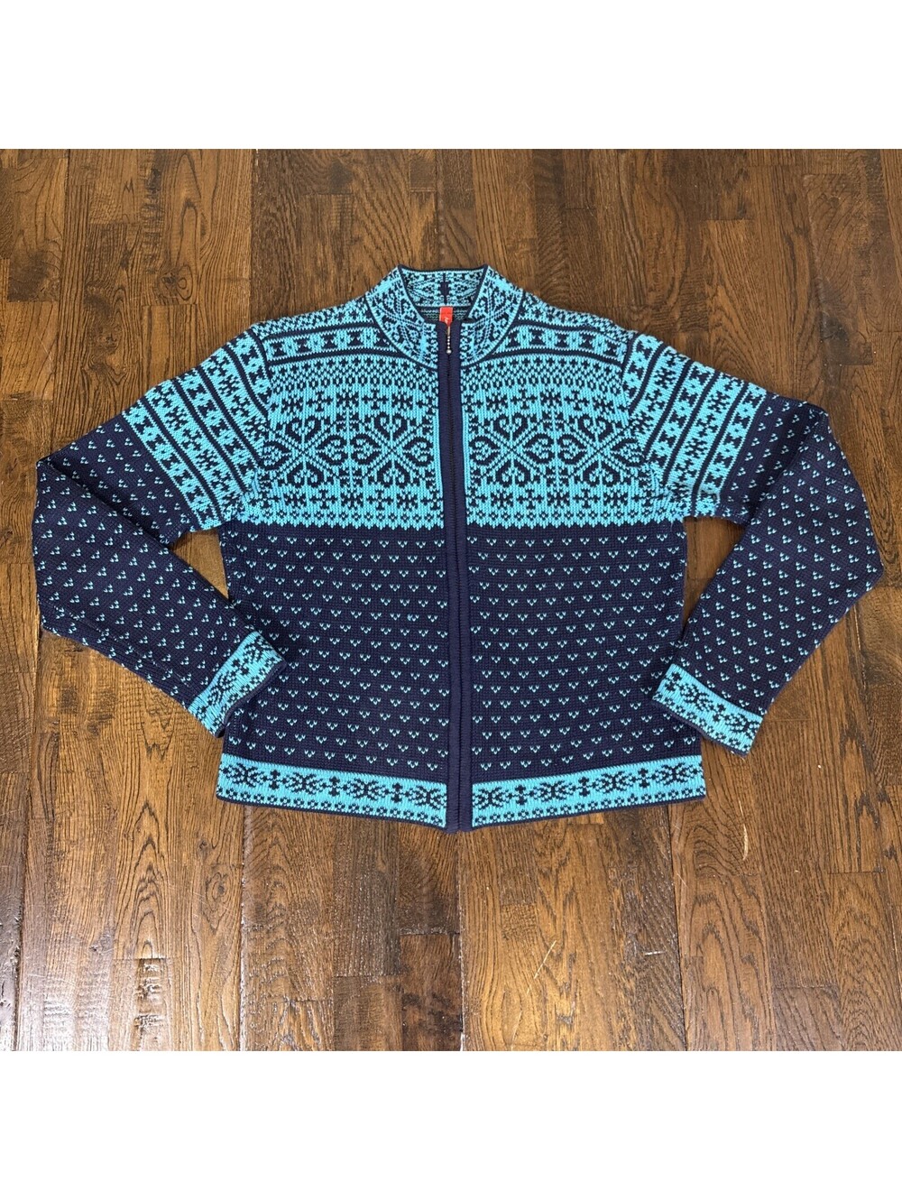 Hannah Anderson Women Sweater - Small - Turquoise Back  - Cardigan - Front Zip